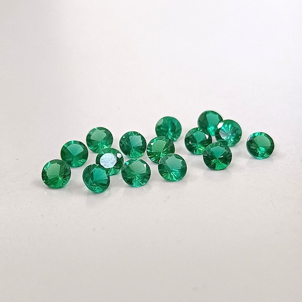 2mm Lab Created Super Top Quality Round Faceted Zambian Emerald - Lab created Super Top Emerald