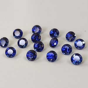 7mm Blue Sapphire Lab Created Super Top Quality Round Faceted- Lab created  Synthetic Blue Sapphire
