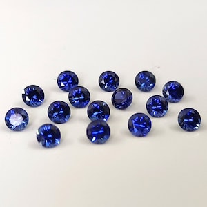 8mm Blue Sapphire Lab Created Super Top Quality Round Faceted- Lab created  Synthetic Blue Sapphire