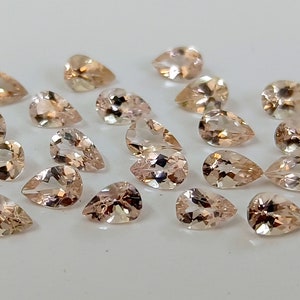 AAA Quality Natural Peach Color Morganite Pear 4x6 mm Faceted Loose Morganite