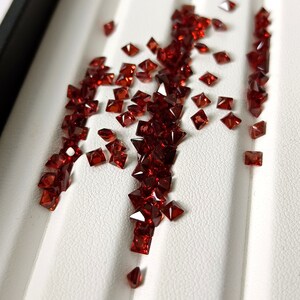 Top Quality Natural 3mm Red Garnet Faceted Square , Wholesale Loose Gemstone, Calibrated Jewelry Making