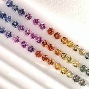 2.5mm Natural Multi Sapphire Round Diamond Cut Calibrated Loose Gemstones