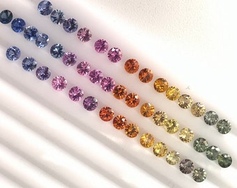 2.5mm Natural Multi Sapphire Round Diamond Cut Calibrated Loose Gemstones