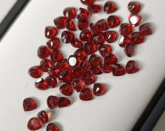 6mm Red Garnet Heart: Faceted Loose Gemstone for Jewelry Making
