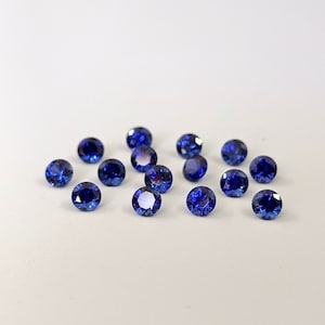3mm Blue Sapphire Lab Created Super Top Quality Round Faceted- Lab created  Synthetic Blue Sapphire