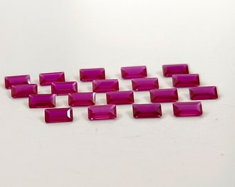 In het lab gemaakte robijn: stokbroodgeslepen synthetische edelsteen van 3 x 6 mm