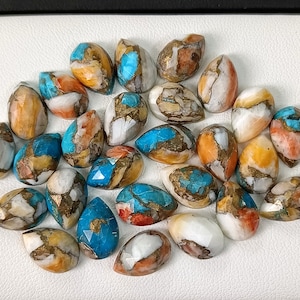 Oyster Copper Turquoise Pear Rose Cut 8x12mm Oyster Turquoise Loose Stone cut Gemstone