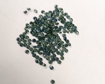 1,50 mm natuurlijke blauwgroen saffier rond briljant geslepen