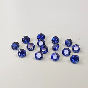 2mm  Blue Sapphire Lab Created Super Top Quality Round Faceted- Lab created  Synthetic Blue Sapphire