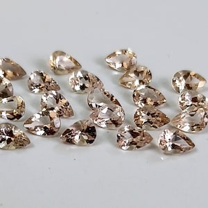 AAA Quality Natural Peach Color Morganite Pear 5x7 mm Faceted Loose Morganite