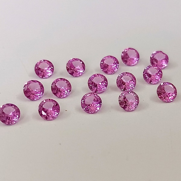 2mm Pink Sapphire Lab Created Super Top Quality Round Faceted- Lab created  Synthetic Pink Sapphire