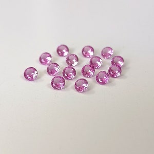 3.5mm Round Faceted Pink Sapphire: Lab Created Gemstone