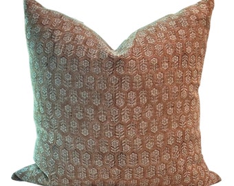 Thick Linen Block Print Pillow Throw | Designer | Rhea