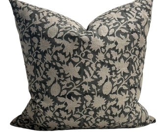 Thick Linen Block Print Pillow Throw | Designer | Zephyra