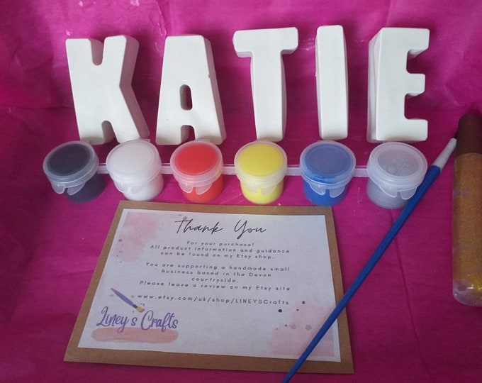 Paint your own name, word personalised craft kit, childs birthday gift, childs art, childs play activities, painting, letterbox present