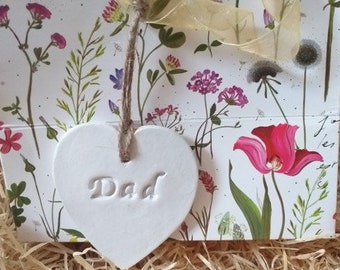 Clay 'Dad' gift tags, gift for mum, keepsake wall hanging, parcel tags