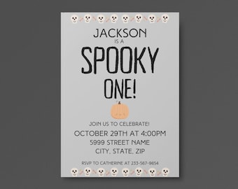 Spooky one invitation; Halloween Invite; Halloween Birthday Invitation; First Birthday; Digital invitation;  Evite, Electronic invite