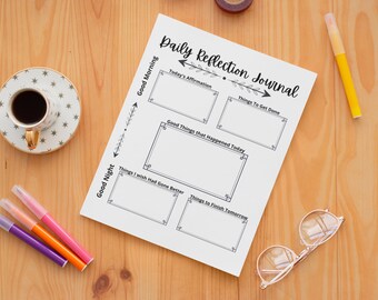 Daily Reflection Journal, Gratitude Journal, Printable Journal, Affirmations Journal, Daily Journal Planner,Daily Check in Journal Printable