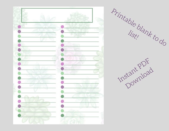 Blank Printable Lists
