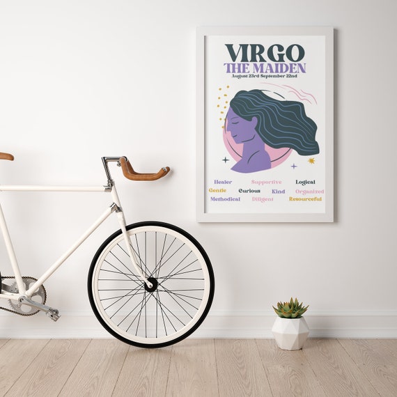 Virgo Zodiac Wall Art Printable, Retro Zodiac Printable, Horoscope 