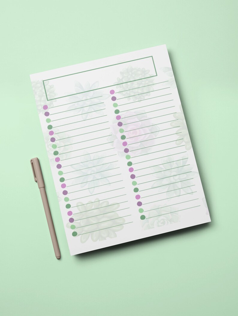 Blank Printable List to Do List Succulent Cute Lists | Etsy