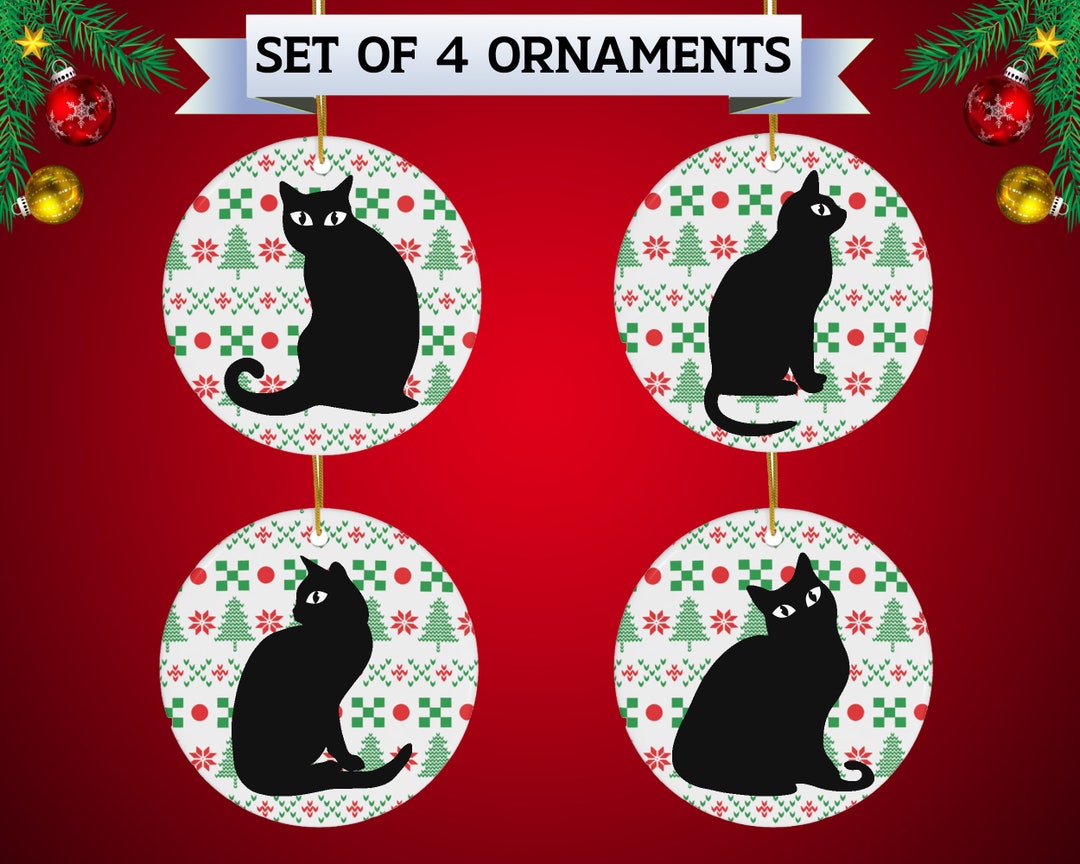 Black Cat Christmas Ornament Black Cat Ornament Cat Etsy