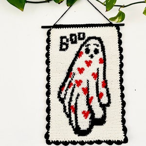 Love Ghost Crochet Wall Hanging Tapestry Pattern image 1