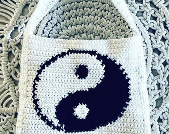 Patroon gehaakte yin-yang tas