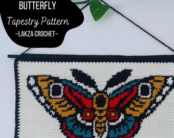 Crochet Wall Hanging Tapestry Pattern Butterfly Traditional Tattoo