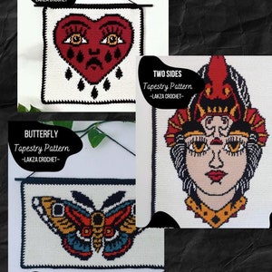 Traditional Tattoo Crochet Tapestry Pattern Bundle