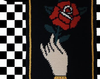 Rose Hand Traditional Tattoo Crochet Tapestry Pattern - Etsy