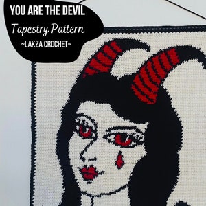 Crochet Pattern Devil Traditional Tattoo Wall Hanging Tapestry