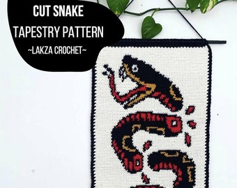 Snake Traditional Tattoo Crochet Wall Hanging Tapestry Pattern