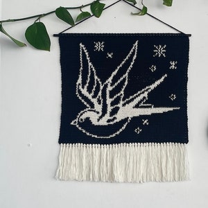 Swallow Traditional Tattoo Crochet Wall Hanging Tapestry Pattern