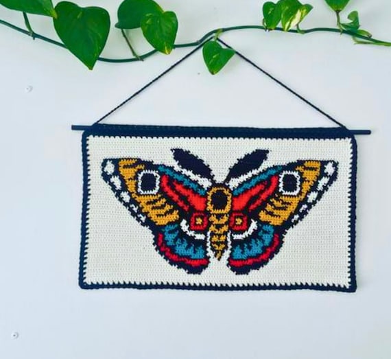 B@TT ロゴ刺繍 ラグ Traditional Tattoo Crochet Tapestry Pattern Bundle - Etsy