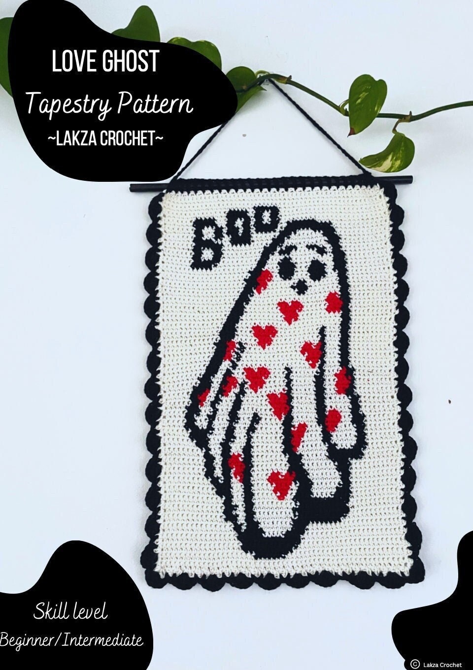 Love Ghost Crochet Wall Hanging Tapestry Pattern