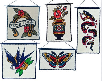 Crochet Tapestry Pattern Bundle Traditional Tattoo