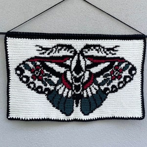 Crochet Wall Hanging Tapestry Pattern Moth Traditional Tattoo