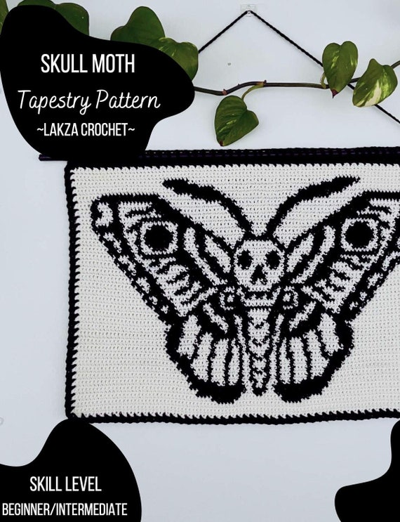 B@TT ロゴ刺繍 ラグ Skull Moth Crochet Wall Hanging Tapestry Pattern Traditional
