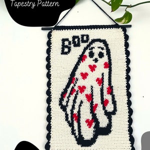Love Ghost Crochet Wall Hanging Tapestry Pattern image 4