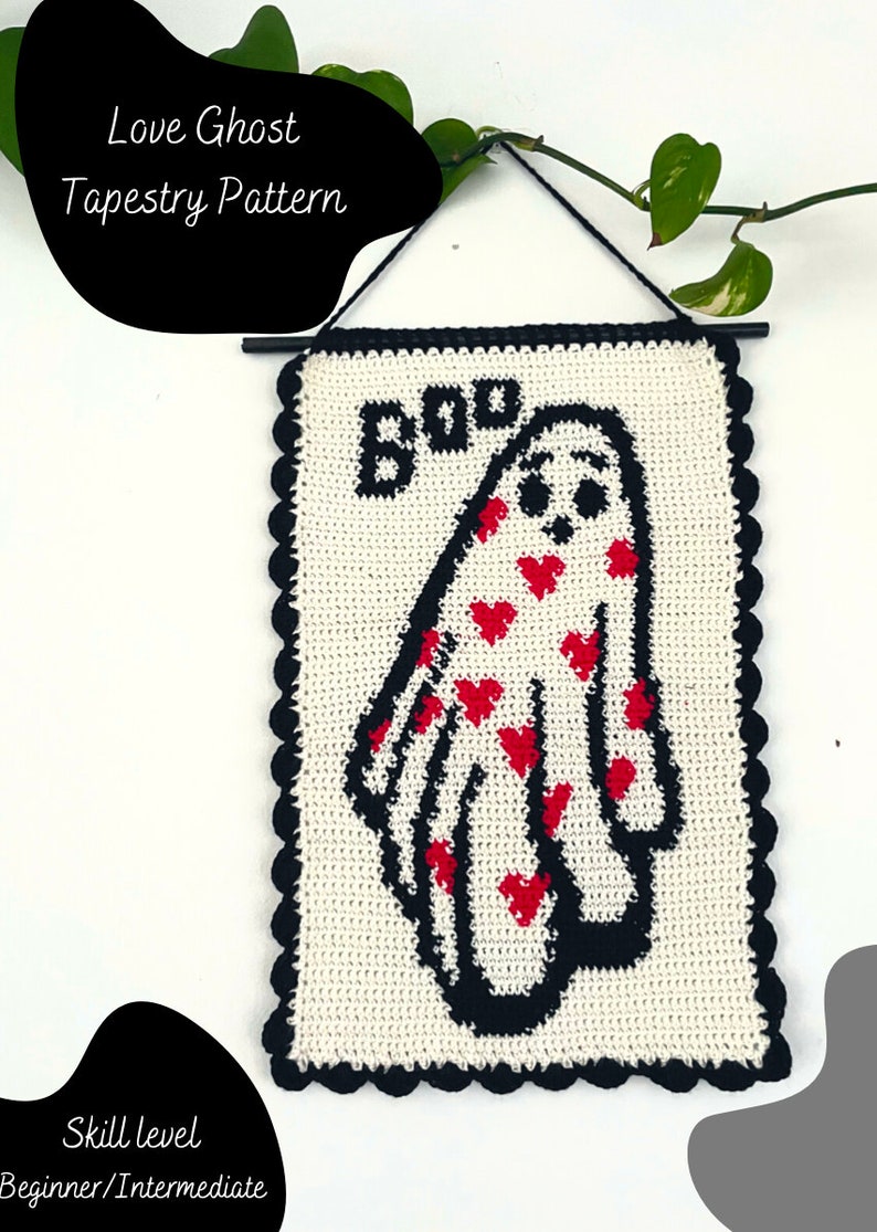 Love Ghost Crochet Wall Hanging Tapestry Pattern image 4