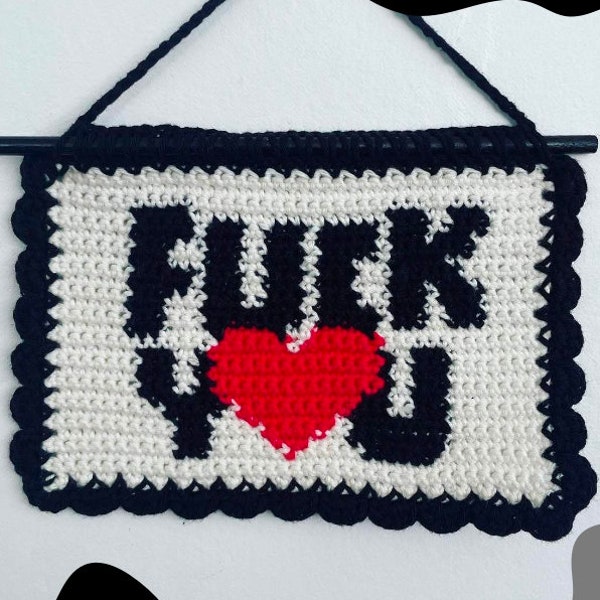 Crochet Tapestry Wall Hanging Pattern Swear Word Love Heart