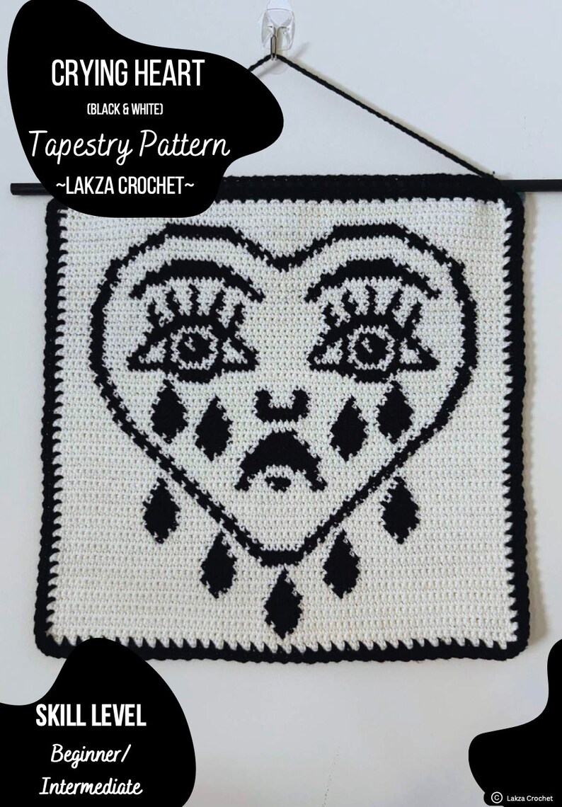 Crying Heart Crochet Wall Hanging Pattern image 2