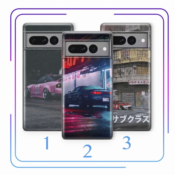 JDM Cars 4 Phone Case Cover For Google Pixel 7 7A 7 Pro 8 Pro Models Japanese Sports Drift Cars Supercharged Tuned Powerful