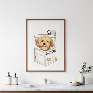 Custom Watercolor Pet Portrait: Funny Bathroom Art, Pet in Bathtub, Gift for Dog Lovers