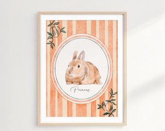 Personalized Bunny Portrait, Pet Memorial Gift, Custom Pet Painting from Photo, Hand-Painted