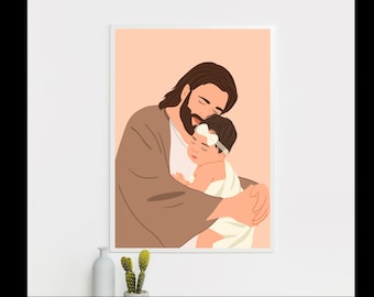 Personalisiertes Jesus Portrait: Personalisierte Illustration, Geschenk für Mama / Papa