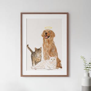 Custom Watercolor Dog Portrait: Hand-Painted Pet Memorial Gift, Multiple Pet Painting from Photo