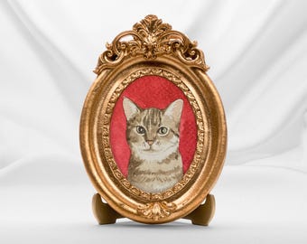 Custom Watercolor Mini Pet Portrait: Dog Memorial Gift, Gift for Cat Lovers