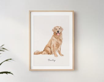 Portrait d'animal de compagnie aquarelle peint à la main personnalisé : peinture de chien à partir d'une photo, cadeau pour amoureux des animaux de compagnie